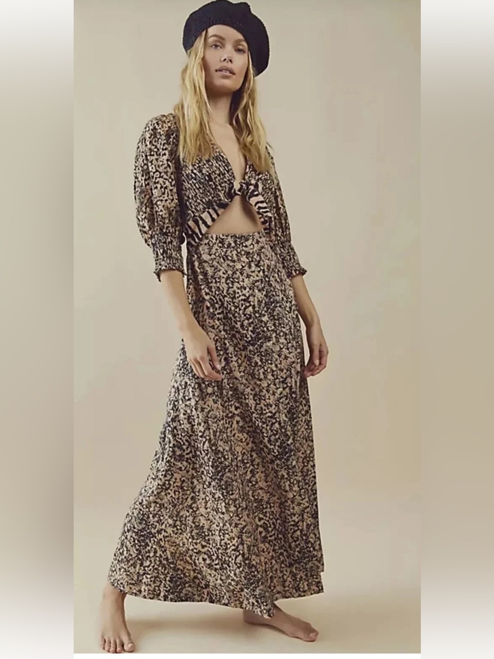 NWT Free People String Of Hearts Animal Printed Maxi Dress XS Women’s 💯 % MODAL